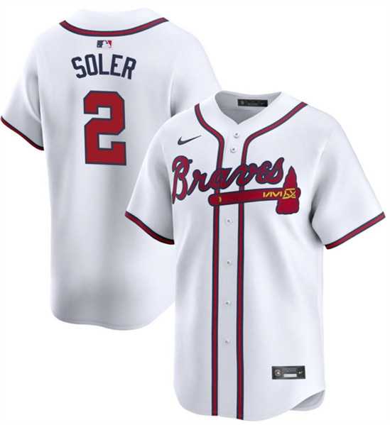 Mens Atlanta Braves #2 Jorge Soler White 2024 Home Limited Stitched Baseball Jersey Dzhi